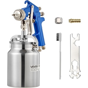 VEVOR HVLP Air Spray Gun, Gravity Feed Paint Sprayer Gun with 3 Nozzles (1.3/1.4/1.7mm), 600ml Capacity Auto Paint Sprayer with Air Regulator for Automotive Primers, Clear Coats & Topcoats(Siphon -1.8 mm)