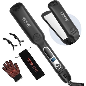 VEVOR Hair Straightener, 1.5-inch Titanium Flat Iron, Dual Infrared Hair Straightener Flat Iron with LCD Display and 19 Temp Levels – 210°F to 450°F, Dual Voltage 110V/240V for Salon Home Travel Use(Negative Ions)