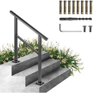 VEVOR Handrail for Outdoor Steps, 2-3 Steps Outdoor Handrail, Adjustable Stainless Steel Staircase Handrail, Thickened Stair Railings for Porch Railing, Deck Handrail(Style6 – Straight)