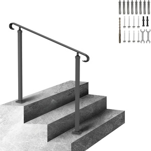 VEVOR Handrail for Outdoor Steps, 2-3 Steps Outdoor Handrail, Adjustable Stainless Steel Staircase Handrail, Thickened Stair Railings for Porch Railing, Deck Handrail(Style2 – Flat)