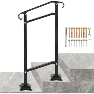 VEVOR Handrail for Outdoor Steps, 2-3 Steps Outdoor Handrail, Adjustable Stainless Steel Staircase Handrail, Thickened Stair Railings for Porch Railing, Deck Handrail(Style5 – Porch)