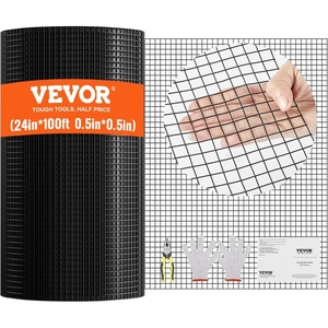 VEVOR Hardware Cloth, 36” x 50′ 1/2 inch Galvanized Wire Mesh Roll, 19 Gauge Chicken Wire Fencing Roll, Vinyl Coating Metal Wire Mesh for Chicken Coop Barrier, Rabbit Snake Fences, Poultry Enclosures(1/2inch 24” x 100′)