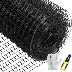 VEVOR Hardware Cloth, 48″ x 50′ & 1″x1″ Mesh Size, Galvanized Steel Vinyl Coated 16 Gauge Welded Wire w/A Cutting Plier & A Pair of Fabric Gloves, for Garden Fencing & Pet Enclosures, Black(48″ x 50′)