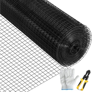 VEVOR Hardware Cloth, 48″ x 50′ & 1″x1″ Mesh Size, Galvanized Steel Vinyl Coated 16 Gauge Welded Wire w/A Cutting Plier & A Pair of Fabric Gloves, for Garden Fencing & Pet Enclosures, Black(24″ x50′)