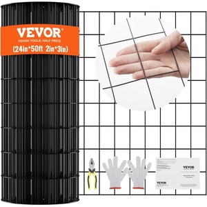 VEVOR Hardware Cloth, 48″ x 50′ & 1″x1″ Mesh Size, Galvanized Steel Vinyl Coated 16 Gauge Welded Wire w/A Cutting Plier & A Pair of Fabric Gloves, for Garden Fencing & Pet Enclosures, Black(24″x50′ 3x2inch)