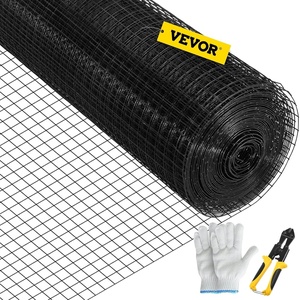VEVOR Hardware Cloth, 48″ x 50′ & 1″x1″ Mesh Size, Galvanized Steel Vinyl Coated 16 Gauge Welded Wire w/A Cutting Plier & A Pair of Fabric Gloves, for Garden Fencing & Pet Enclosures, Black(24″ x 100′)