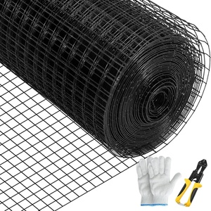 VEVOR Hardware Cloth, 48″ x 50′ & 1″x1″ Mesh Size, Galvanized Steel Vinyl Coated 16 Gauge Welded Wire w/A Cutting Plier & A Pair of Fabric Gloves, for Garden Fencing & Pet Enclosures, Black(36″ x 50′)