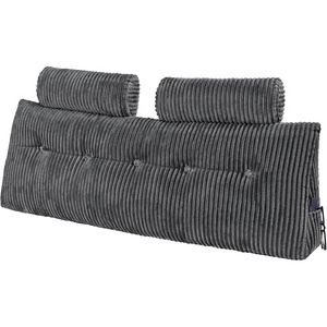 VEVOR Headboard Pillow, Queen Size Wedge Headboard Pillow with 2 Side Pockets and 2 Headrests, Bed Wedge Pillow with Washable Flannel Cloth, for Reading, Gaming, Resting, Working in Bed, Grey(Headboard Pillow)