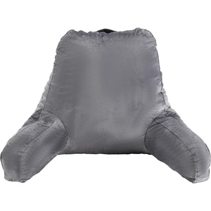 VEVOR Headboard Pillow, Queen Size Wedge Headboard Pillow with 2 Side Pockets and 2 Headrests, Bed Wedge Pillow with Washable Flannel Cloth, for Reading, Gaming, Resting, Working in Bed, Grey(Arm Pillow)