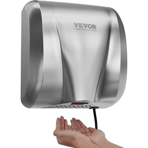 VEVOR Heavy Duty Commercial Hand Dryer, 1300W Automatic High Speed Stainless Steel Warm Wind Hand Blower, 120V Plug in/Hardwired Two Power Options, Compliant for Industry Business Restrooms(Silver)