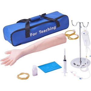 VEVOR IV Practice Kit Phlebotomy Practice Kit with Dark Skin, Venipuncture Practice Kit Skills Learning Model Arm Kit with Height Adjustable Infusion Stand for Students, Nurse(Light Skin Arm)