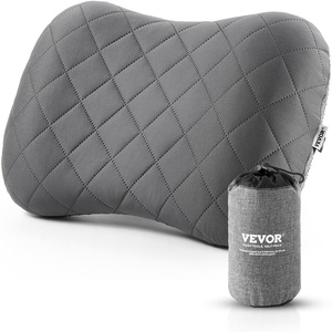 VEVOR Inflatable Camping Pillow, 5-Inch Thickened Travel Pillow, Soft Backpacking Pillows with Removable & Washable Cover, Storage Bag, Lightweight and Portable for Camping, Air Travel, Hiking, Office(Inflatable – Medium)