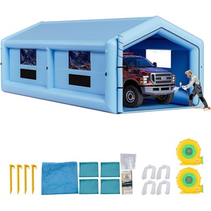 VEVOR Inflatable Paint Booth, 13.12 x 9.84 x 9.25 ft, Inflatable Spray Booth with 750W Powerful Blower and Air Filter System, Triangular Roof, for Painting Bicycle, Motorcycle, Automotive Sheet Metal(39x16x13Ft)