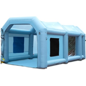 VEVOR Inflatable Paint Booth, 39.4×16.4×13.1 ft Spray Paint Booth, with 2 Powerful Blowers, Inflatable Spray Booth with Air Filter System, Car Paint Booth for Car Parking Tent Workstation, Blue(2（480W+750W))