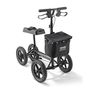 VEVOR Knee Scooter, Foldable & Height-Adjustable Steerable Knee Walker, Aluminum Leg Recovery Scooter with 12″ All-Terrain Wheels, Dual Brakes, Ideal for Broken Ankle Foot Injuries, 350LBS