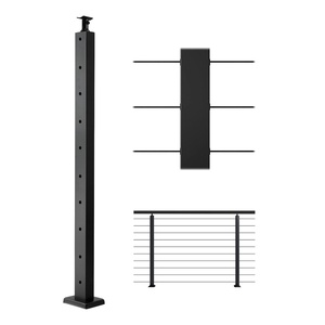 VEVOR Level Drilled Cable Railing Post, 10 Holes, 36x2x2 Inches Stainless Steel Cable Railing System Kit for Indoor Outdoor Deck Balcony, 4 Pack, Black, Product ID 4JZLGZXHS914MY65M001V0(Level Post-Black)