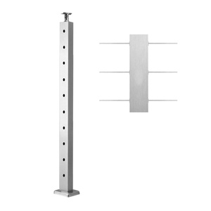 VEVOR Level Drilled Cable Railing Post, 10 Holes, 36x2x2 Inches Stainless Steel Cable Railing System Kit for Indoor Outdoor Deck Balcony, 4 Pack, Black, Product ID 4JZLGZXHS914MY65M001V0(Level Post-Silver)