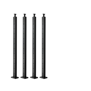 VEVOR Level Drilled Cable Railing Post, 12 Holes, 42x2x2 Inches Stainless Steel Cable Railing System Kit for Indoor Outdoor Deck Balcony, 4 Pack, Black, Product ID 4JZLGZXHS106URZU0001V0
