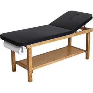 VEVOR Medical Exam Table, Wooden Framed Medical Examination Bed, Physical Therapy Exam Table with Adjustable Backrest, Storage Shelf & Paper Roll Dispenser for Hospitals Clinics Rehab Centers, 500LBS