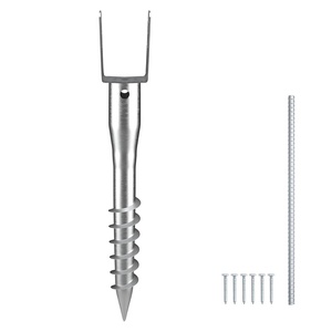 VEVOR No Dig Ground Anchor, 1 Pack 3.94 x 2.76 x 27.56 in DIY Screw in Post Stake, Includes 6 Lag Bolts & a Rebar, U-Shape Heavy Duty Steel Post Holder, Great for Mailbox Posts and Fence Posts(3.94 x 2.76 x 27.56 Inches)