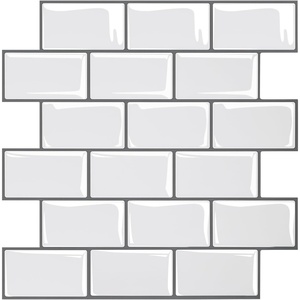 VEVOR Peel and Stick Backsplash 10-Sheet, 12 x 12 x 0.78 inch / 305 x 305 x 2.0 mm Self-Adhesive Wall Tiles, Stick on Subway Tile Backsplash for Kitchen, 3D Back Splashes for Bathroom, Tile-Look(White)