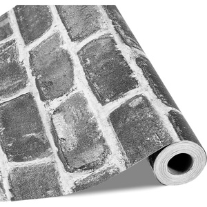 VEVOR Peel and Stick Wallpaper, 17.7 x 393.7 inch Contact Paper Gray Brick Waterpoof Self Adhesive, Easy to Clean & Peel Wall Decorative Vinyl Roll for Bedroom Kitchen Bathroom Office Desk