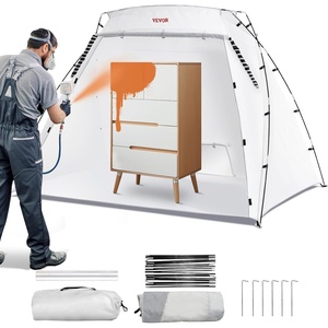 VEVOR Portable Paint Booth Tent, 91.7 x 67.7 x 74.8 inch Painting Tent Station, Spray Shelter with Built-in Floor & Mesh Screen, Large Space, Oxford Spray Painting Tents for Cupboard, Chairs, Tables(L90*W62*H62inch)