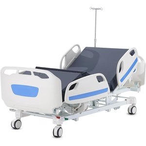 VEVOR Premium 3 Function Full Electric Hospital Bed, ICU Electric Medical Bed with Mattress & IV Pole, Handheld Controller and 5-Inch Locking Casters for Home Hospital Use, 440LBS Loading(5 Functions)