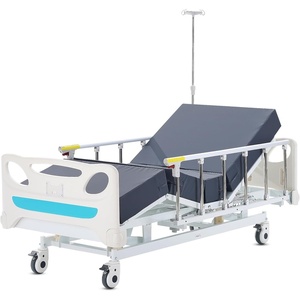 VEVOR Premium 3 Function Full Electric Hospital Bed, ICU Electric Medical Bed with Mattress & IV Pole, Handheld Controller and 5-Inch Locking Casters for Home Hospital Use, 440LBS Loading(3 Functions)