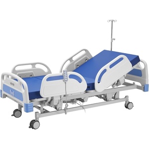 VEVOR Premium 5 Function Full Electric Hospital Bed, ICU Medical Bed with Cardiac Chair, CPR, Trendelenburg & Reverse Trendelenburg, Central Locking System with 5″ Casters for Home Hospital, 550LBS(85X42x32.6inch)
