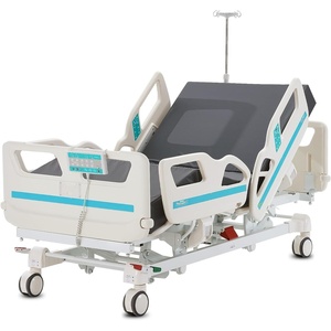 VEVOR Premium 5 Function Full Electric Hospital Bed, ICU Medical Bed with Cardiac Chair, CPR, Trendelenburg & Reverse Trendelenburg, Central Locking System with 5″ Casters for Home Hospital, 550LBS(84X43x28inch)