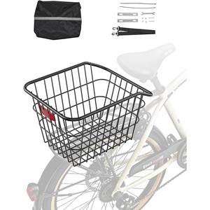 VEVOR Rear Bike Basket, Metal Wire Bicycle Basket with Reflective Tail Light & Waterproof Cover, Durable Bike Back Basket, Fits to Most Rear Bike Racks