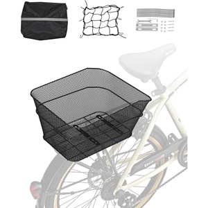 VEVOR Rear Bike Basket, Wire Mesh Bicycle Basket with Cargo Net & Waterproof Cover, Durable Metal Bike Back Basket, Fits Most Rear Bike Racks, Mounting Tools Included