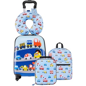 VEVOR Ride-on Luggage, 20 L Capacity, 20 Inches Kids Scooter Suitcase with Flash PU Wheels, Adjustable Handle & TPR Non-Slip Grip, Foldable & Lightweight Scooter Luggage for Kids Aged 5+, Blue(Car)