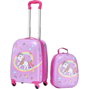 VEVOR Ride-on Luggage, 20 L Capacity, 20 Inches Kids Scooter Suitcase with Flash PU Wheels, Adjustable Handle & TPR Non-Slip Grip, Foldable & Lightweight Scooter Luggage for Kids Aged 5+, Blue(Unicorn)