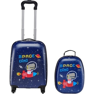 VEVOR Ride-on Luggage, 20 L Capacity, 20 Inches Kids Scooter Suitcase with Flash PU Wheels, Adjustable Handle & TPR Non-Slip Grip, Foldable & Lightweight Scooter Luggage for Kids Aged 5+, Blue(Dinosaur)