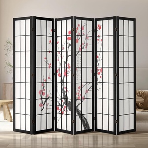 VEVOR Room Divider, 4 Panel Japanese Room Divider Screen, Wood Folding Privacy Screen Indoor, Japanese Partition Portable Decoration Dividers, for Room Separation Home Office Restaurant & Bedroom(6 Panels)