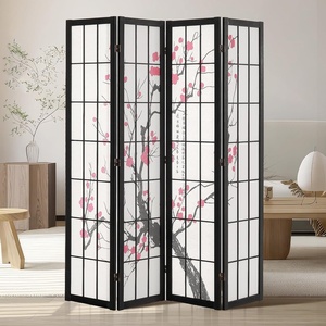 VEVOR Room Divider, 4 Panel Japanese Room Divider Screen, Wood Folding Privacy Screen Indoor, Japanese Partition Portable Decoration Dividers, for Room Separation Home Office Restaurant & Bedroom(4 Panels)