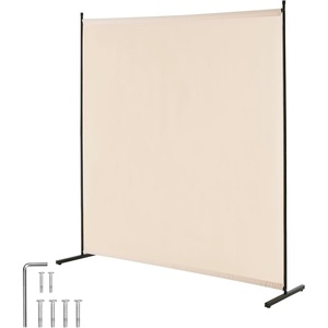 VEVOR Room Divider, Single Panel Room Divider, 6FT Privacy Screen Indoor, Partition Divider for Room Separation, Freestanding Room Divider Panel for Office, Bedroom, Black(Beige)