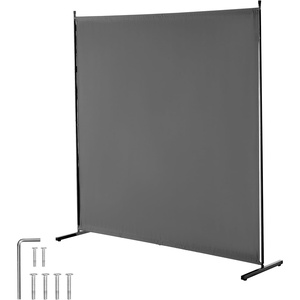 VEVOR Room Divider, Single Panel Room Divider, 6FT Privacy Screen Indoor, Partition Divider for Room Separation, Freestanding Room Divider Panel for Office, Bedroom, Black(Grey)
