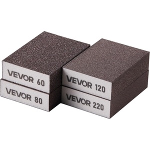 VEVOR Sanding Sponge, 4 Pcs, 60/80/120/220 Grit Assortment, Washable and Reusable Sanding Blocks for Dry & Wet Use, Coarse to Fine Sandpaper Blocks, for Polishing Drywall Wood Plastic Metal Furniture(4 Pcs sanding block)
