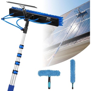 VEVOR Solar Panel Cleaning Kit, 15 ft, Water Fed Pole Kit with Cleaning Brush, Squeegee, Soap Dispenser, Extendable Aluminum Telescopic Pole, 180° Rotatable Brush Head, for Roof Mounted Solar Panels(15 Ft)