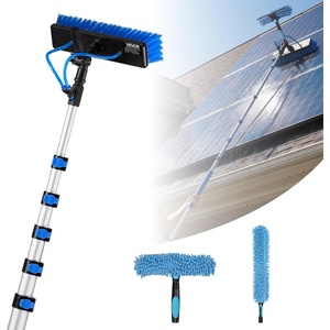 VEVOR Solar Panel Cleaning Kit, 24 ft, Water Fed Pole Kit with Cleaning Brush, Soap Dispenser, Extendable Aluminum Telescopic Pole, 180° Rotatable Brush Head, for Roof Mounted Solar Panels, Windows(39 Ft)