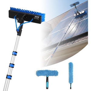 VEVOR Solar Panel Cleaning Kit, 24 ft, Water Fed Pole Kit with Cleaning Brush, Soap Dispenser, Extendable Aluminum Telescopic Pole, 180° Rotatable Brush Head, for Roof Mounted Solar Panels, Windows(20 Ft)