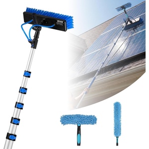 VEVOR Solar Panel Cleaning Kit, 24 ft, Water Fed Pole Kit with Cleaning Brush, Soap Dispenser, Extendable Aluminum Telescopic Pole, 180° Rotatable Brush Head, for Roof Mounted Solar Panels, Windows(33 F)