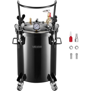 VEVOR Spray Paint Pressure Pot, 0.5 Gal/2 L Pressure Pot Paint Sprayer, φ1.8mm + φ3mm Two Spray Guns Central Pneumatic Sprays Gun with Two 9.8 FT/3 m Hoses for Furniture, Car, Fence, Max 45 Psi(30L-Pneumatic + 4 Casters)