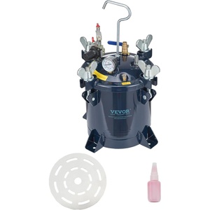 VEVOR Spray Paint Pressure Pot, 10 L/2.5 gal Fully Automatic Stirring Pressure Pot Tank, 70 psi Adjustale Pressure, Pressure Pot Paint Tank with Spray Gun and Hoses, for Home Decor Industry Painting(10L/2.5 gal – 2 IN 1)