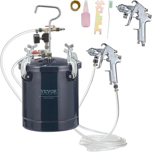 VEVOR Spray Paint Pressure Pot Tank, 10L/2.5gal Air Paint Pressure Pot, 1.5mm+4mm Two Nozzles Two Spray Paint Guns for Industry Home Decor Architecture Construction Automotive Painting, 60PSI Max(10L1.5mm+4.0mm)