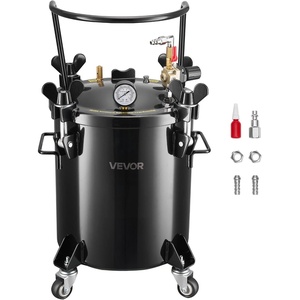 VEVOR Spray Paint Pressure Pot Tank, 10L/2.5gal Air Paint Pressure Pot, 1.5mm+4mm Two Nozzles Two Spray Paint Guns for Industry Home Decor Architecture Construction Automotive Painting, 60PSI Max(20L/5.3Gal)