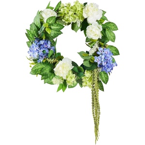 VEVOR Spring Wreath for Front Door 24 Inch – Large Artificial Flower Wreath with Hydrangea & Peony, Year-Round All Season Outdoor Indoor Door Decor(Blue Green)